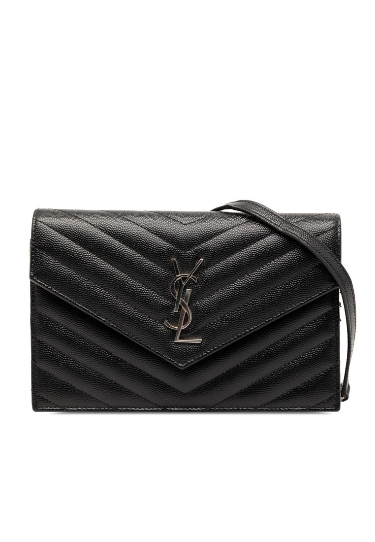 Pre-Loved Saint Laurent Grain De Poudre Cassandre Envelope Chain Wallet