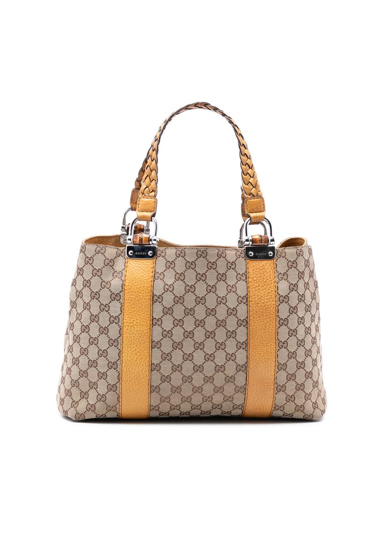 Pre-Loved Gucci Gg Canvas Bamboo Libeccio Tote