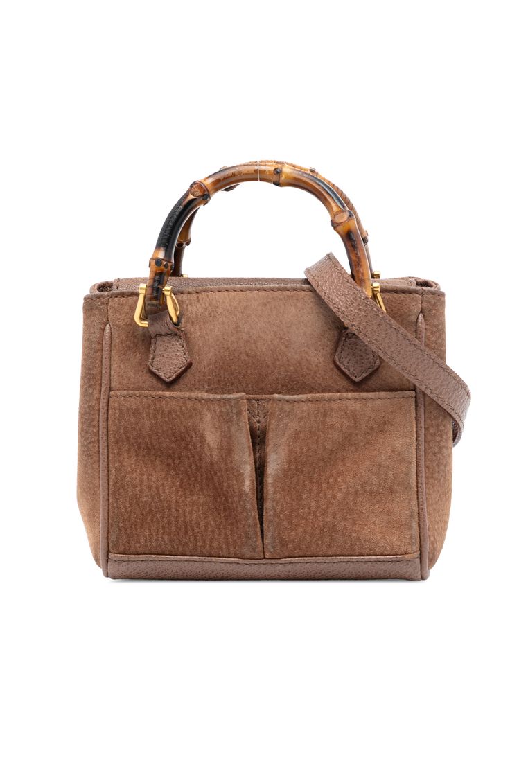 Pre-Loved Gucci Mini Suede Bamboo Satchel