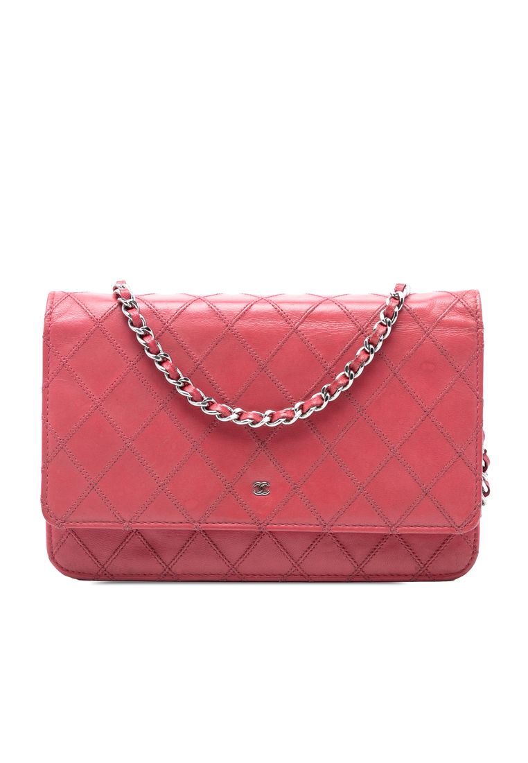 Pre-Loved Chanel Cc Lambskin Wild Stitch Wallet On Chain