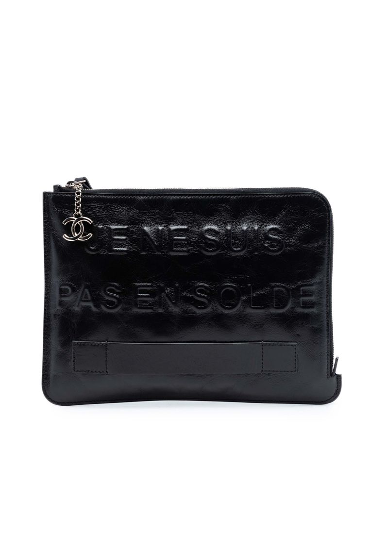 Pre-Loved Chanel Distressed Calfskin Je Ne Suis Pas En Solde Clutch