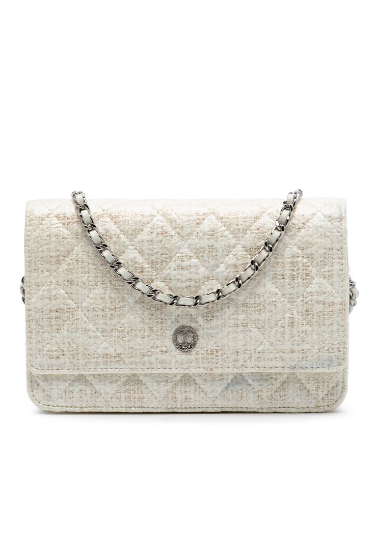 Pre-Loved Chanel Cc Coated Tweed Wallet On Chain