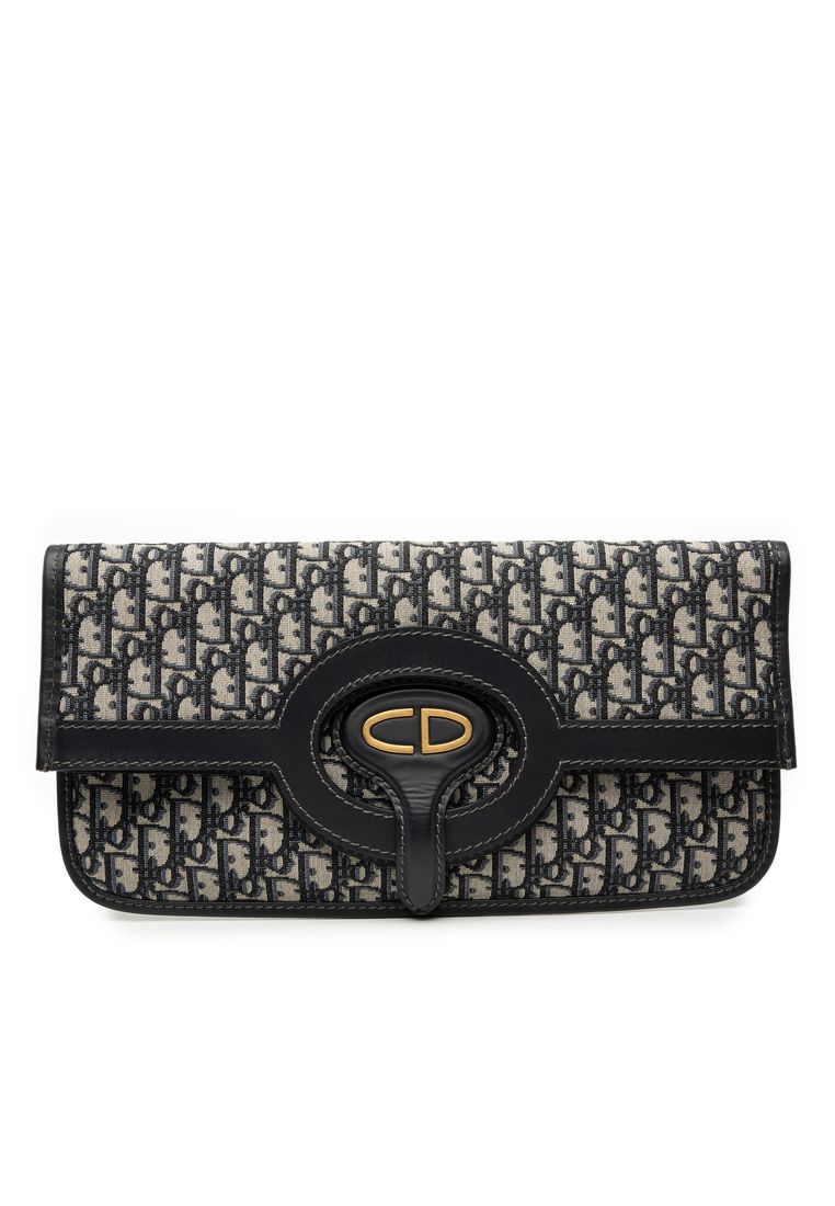 Pre-Loved Dior Oblique Canvas Fold Over Clutch