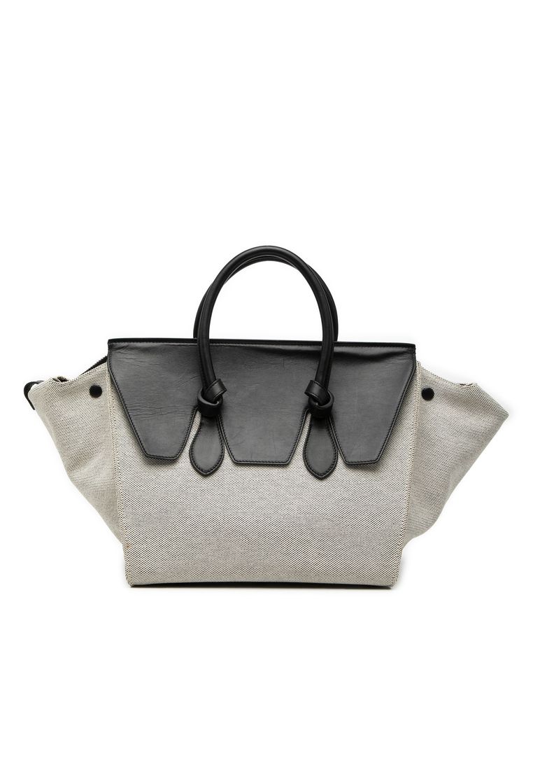 Pre-Loved Celine Small Bicolor Canvas And Calfskin Tie Knot Handbag