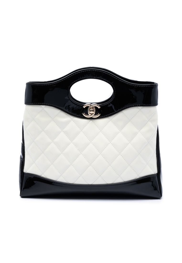Pre-Loved Chanel Mini Bicolor Quilted Patent 31 Shopping Bag