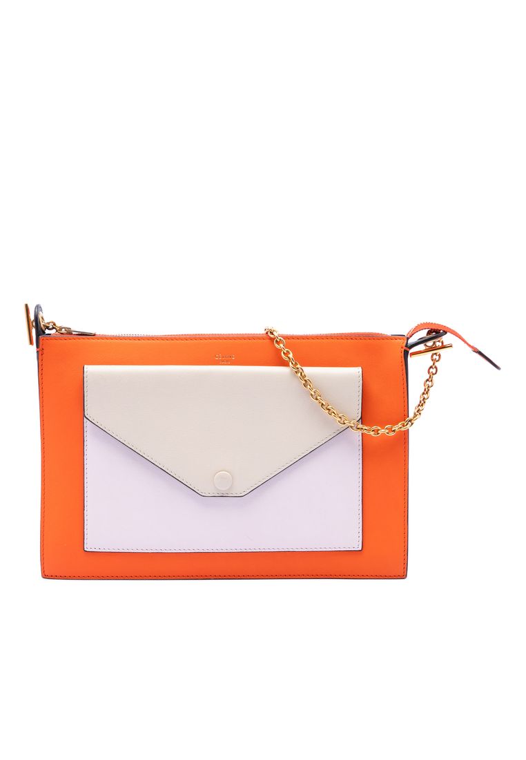 Pre-Loved Celine Tricolor Leather Pocket Envelope Zip Crossbody