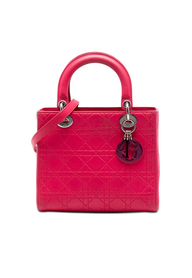 Pre-Loved Dior Medium Ultra Matte Calfskin Cannage Embossed Lady Dior
