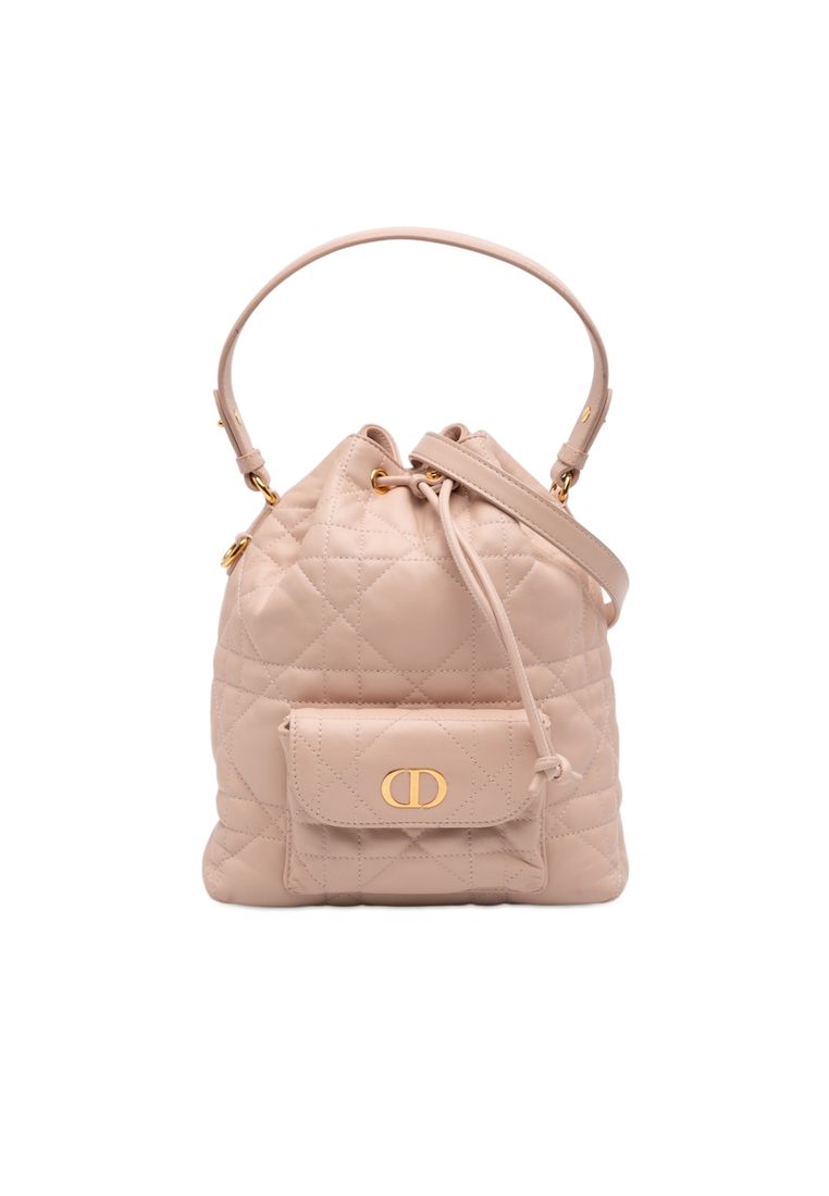 Pre-Loved Dior Small Lambskin Macrocannage Caro Bucket Bag