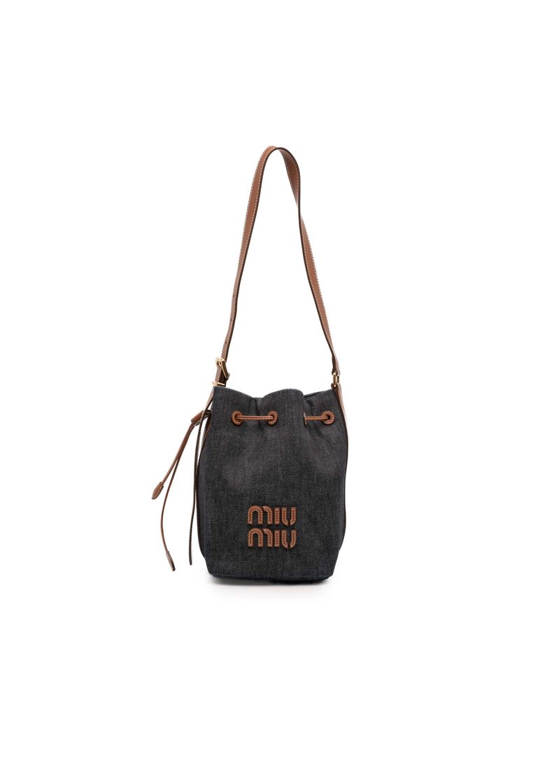 Pre-Loved Miu Miu Denim Logo Bucket Bag