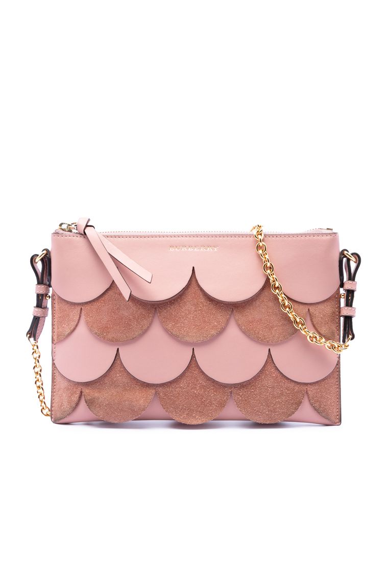 Pre-Loved Burberry Scalloped Leather And Suede Peyton Crossbody