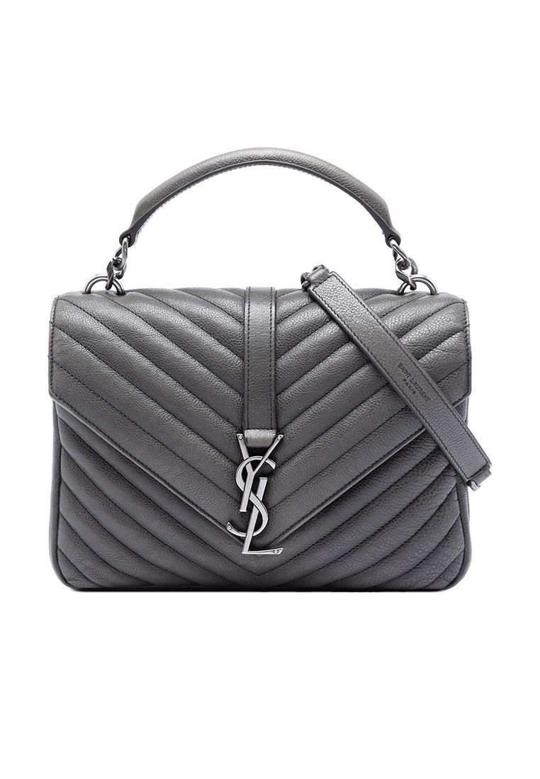 Pre-Loved Saint Laurent Medium Chevron Sheepskin Monogram College Satchel