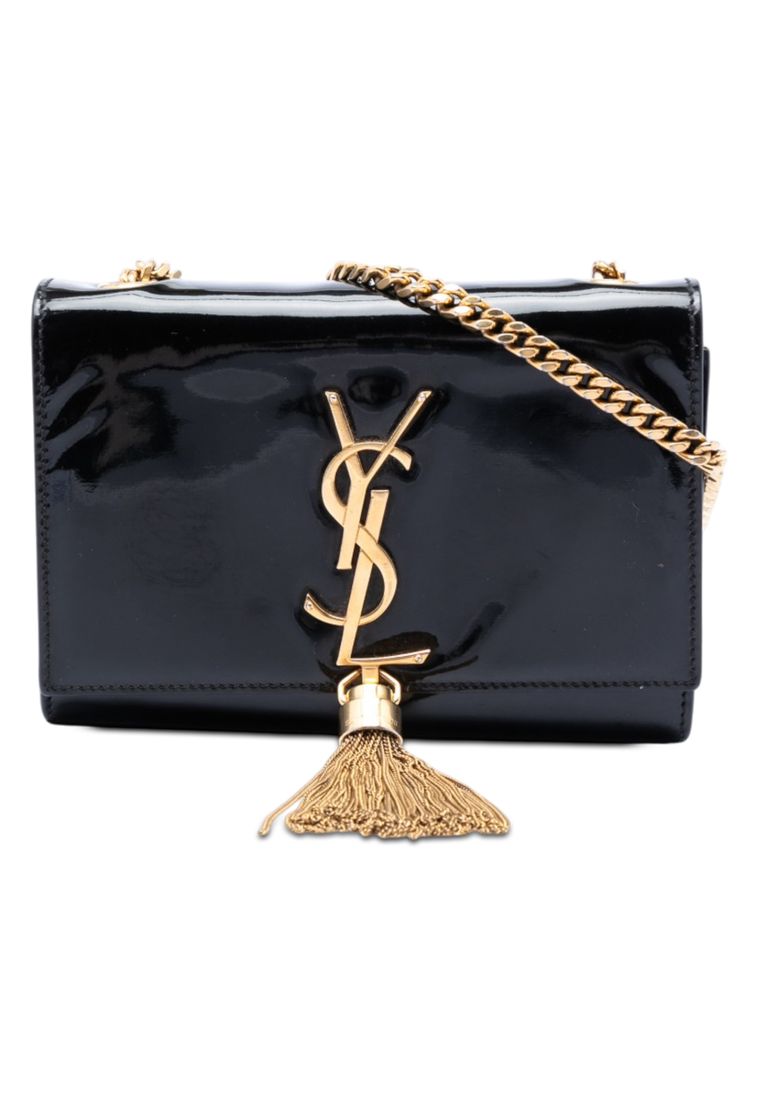 Pre-Loved Saint Laurent Small Patent Monogram Kate Tassel Crossbody