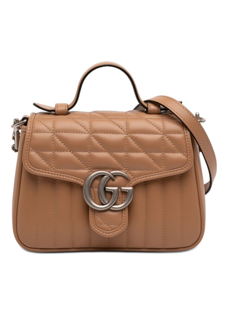 Pre-Loved Gucci Mini Gg Marmont Matelasse Calfskin Aria Top Handle Bag