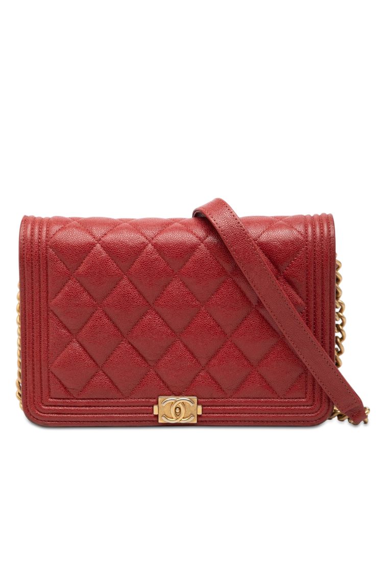 Pre-Loved Chanel Quilted Caviar Boy Wallet On Chain