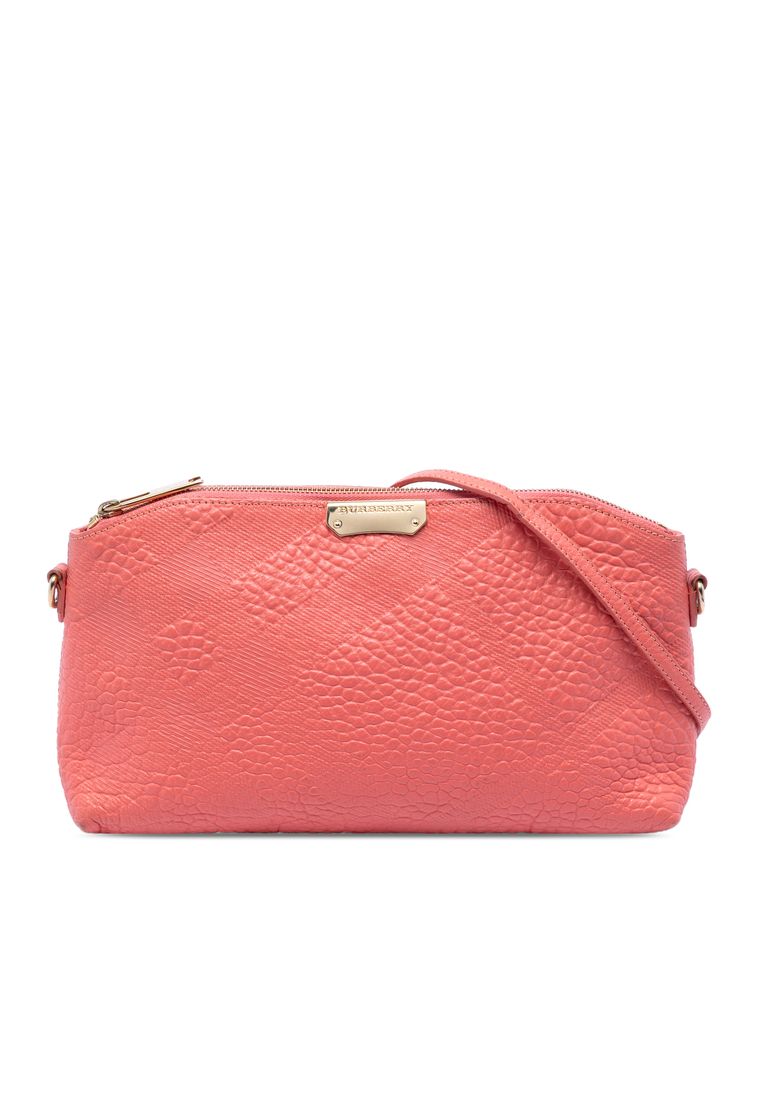 Pre-Loved Burberry Small Grain Check Embossed Leather Chichester Crossbody