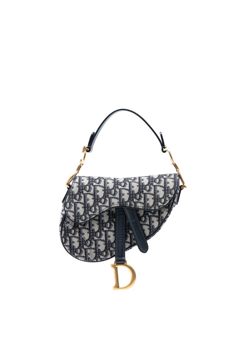 Pre-Loved Dior Mini Oblique Canvas Saddle Bag
