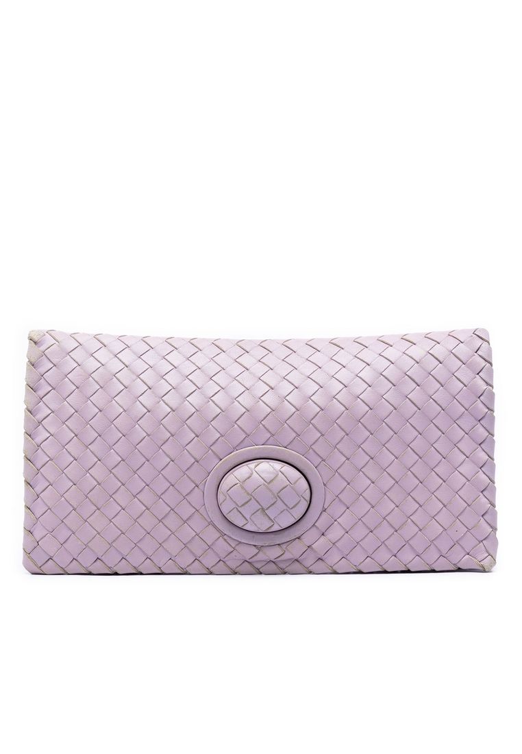 Pre-Loved Bottega Veneta Nappa Intrecciato Turn Lock Clutch