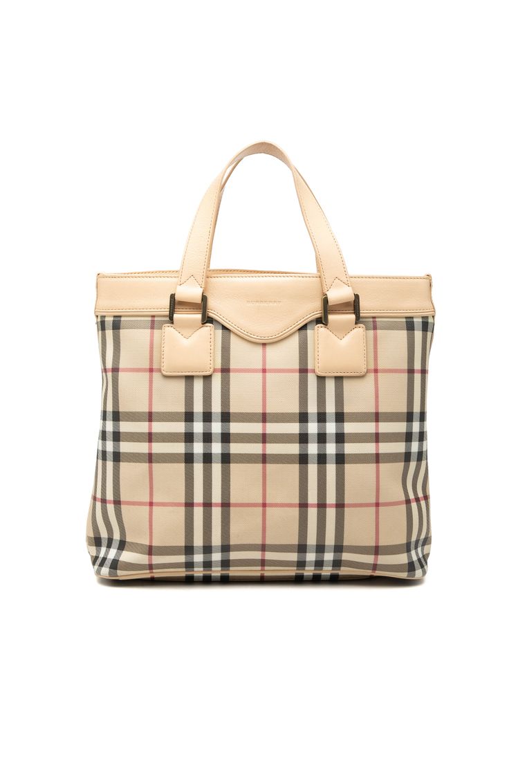 Pre-Loved Burberry House Check Canvas Handbag
