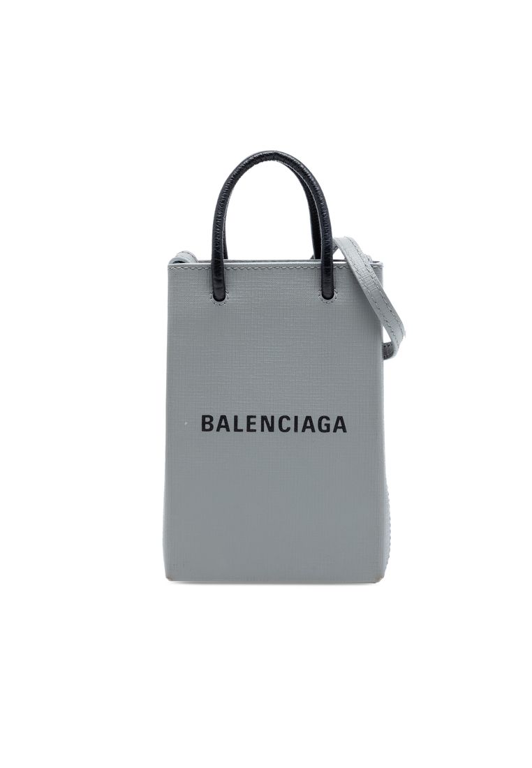 Pre-Loved Balenciaga Mini Calfskin Logo Shopping Phone Holder