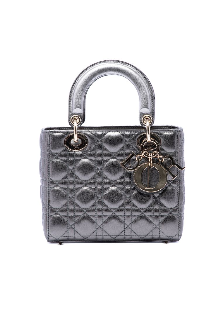 Pre-Loved Dior Small Metallic Lambskin Cannage My Abcdior Lady Dior