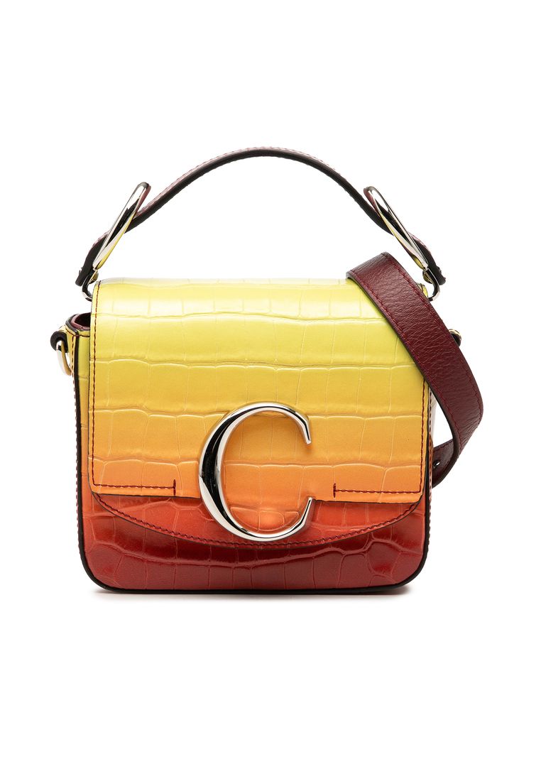 Pre-Loved Chloé Mini Croc Embossed Ombre Calfskin C Satchel