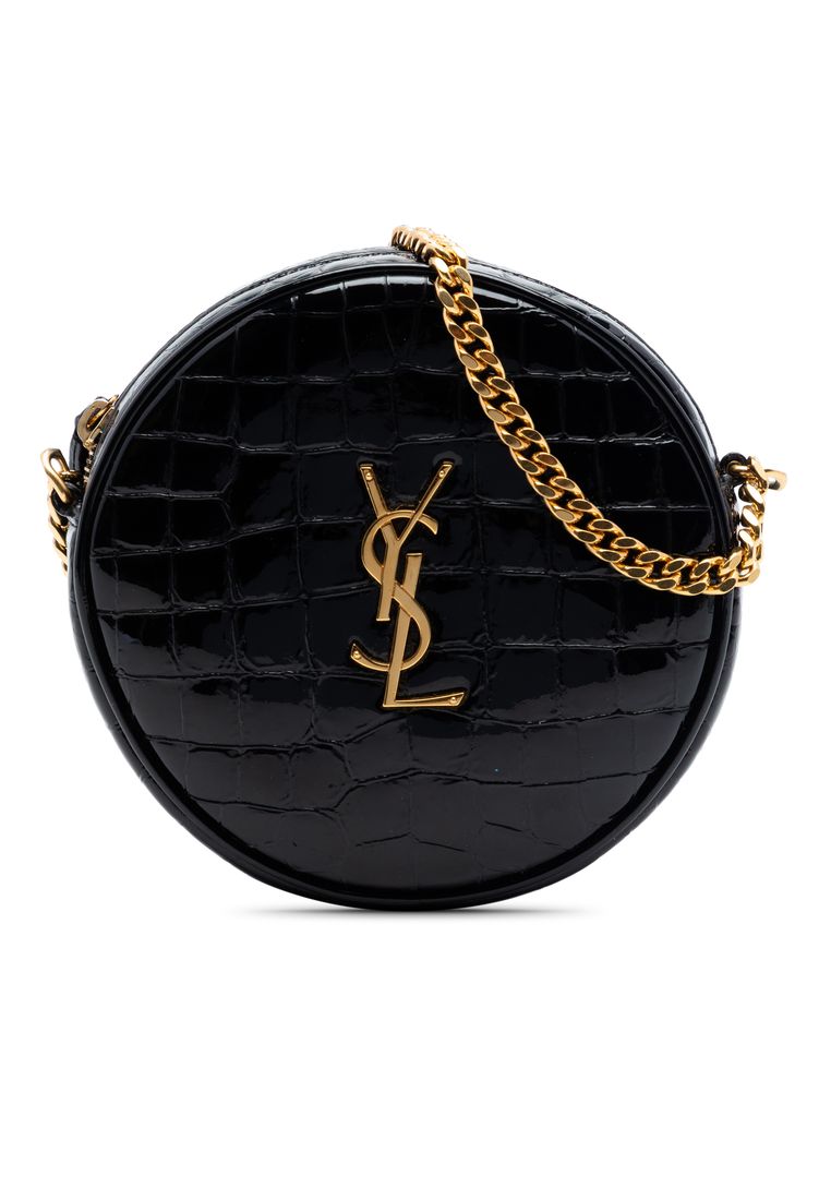 Pre-Loved Saint Laurent Croc Embossed Patent Round Vinyle Camera Bag