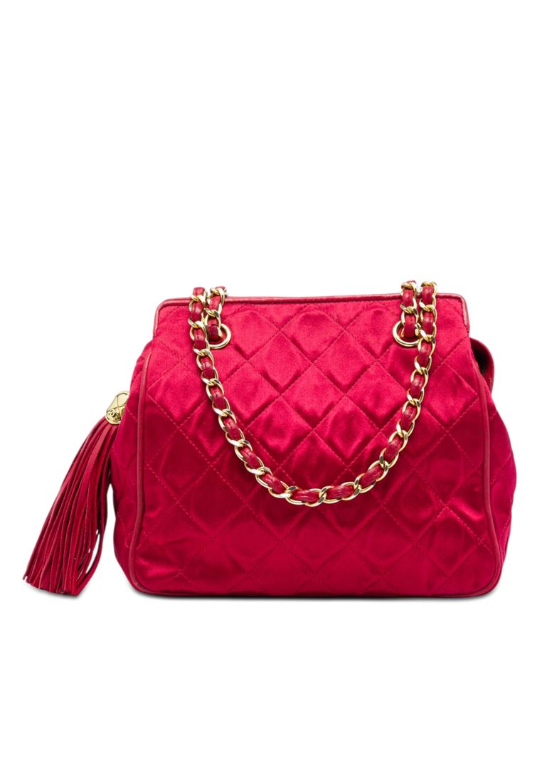 Pre-Loved Chanel Cc Quilted Satin Tassel Chain Shoulder Bag