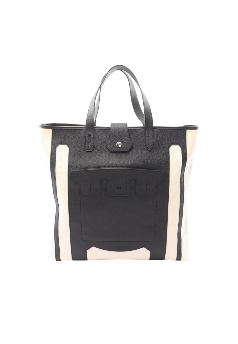 Pre-Loved Hermès Toile And Epsome Monsieur B Cutting Tote