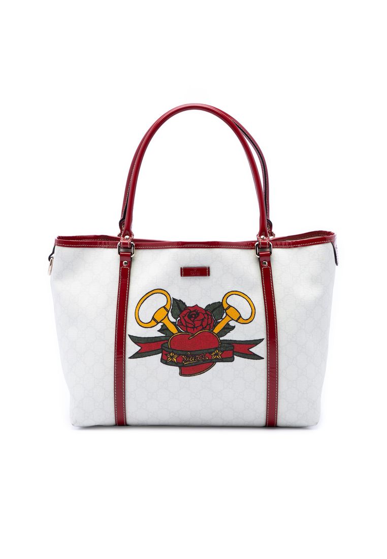 Pre-Loved Gucci Medium Gg Supreme Tattoo Heart Joy Tote