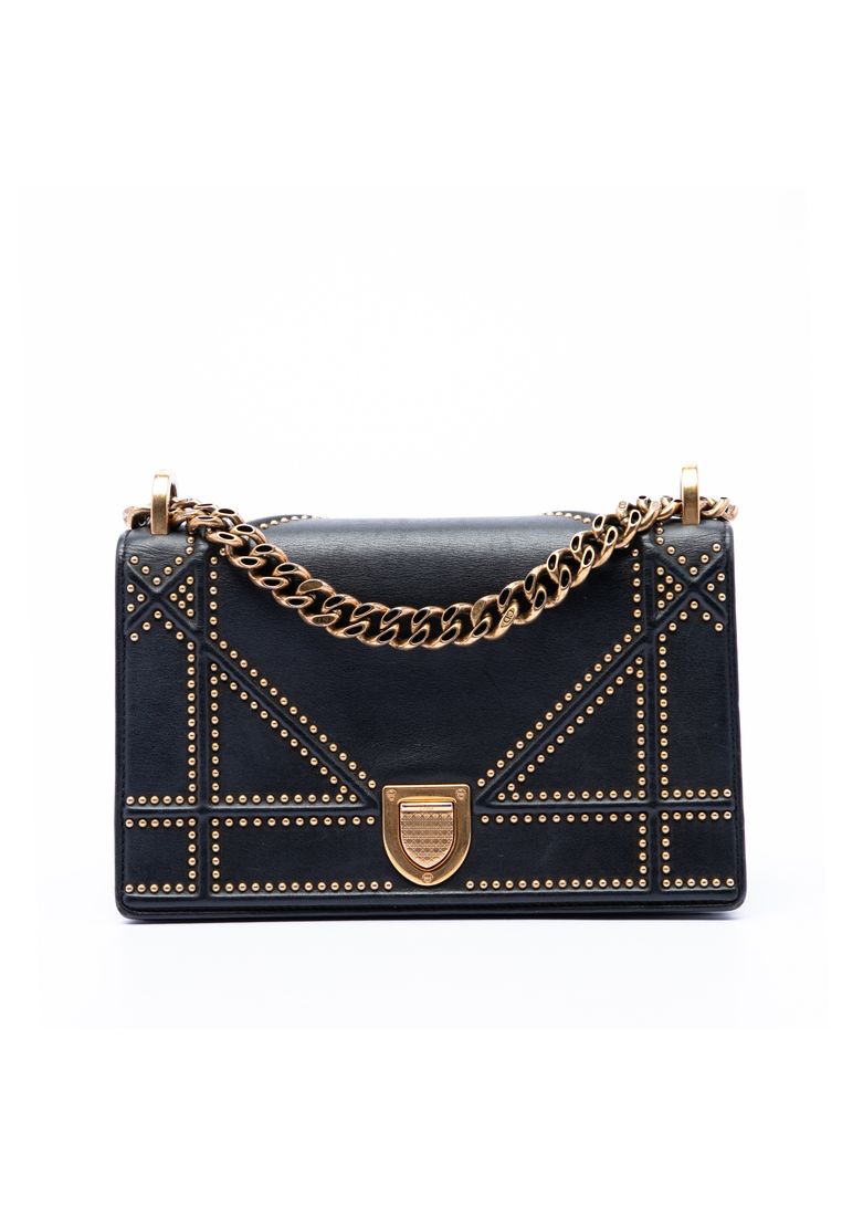 Pre-Loved Dior Medium Studded Lambskin Diorama Flap