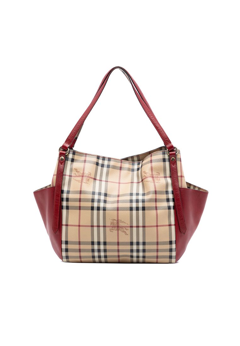 Pre-Loved Burberry Small Leather Trimmed Haymarket Check Coated Canvas Canterbury Tote