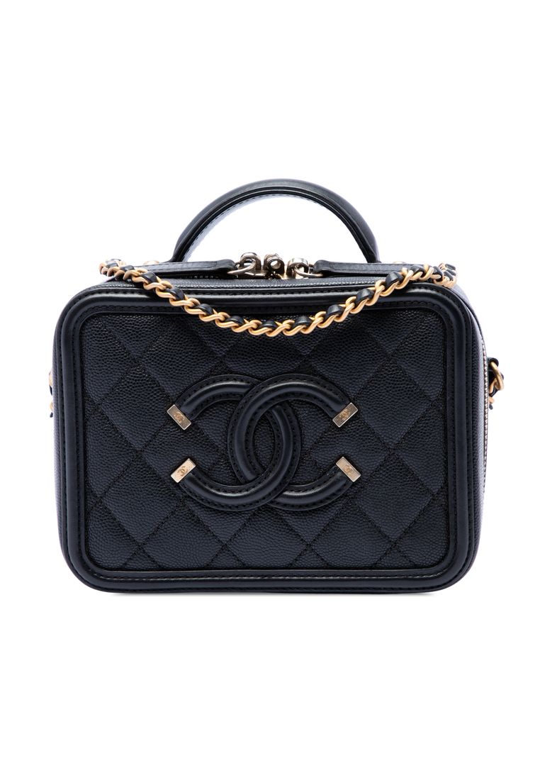 Pre-Loved Chanel Small Caviar Cc Filigree Vanity Case