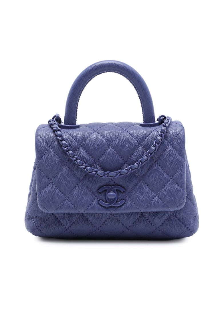 Pre-Loved Chanel Extra Mini Quilted Caviar Incognito Coco Top Handle Bag