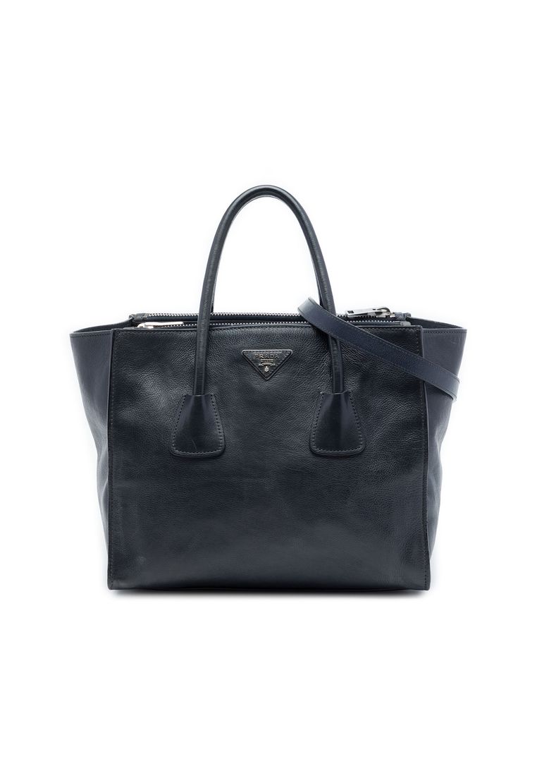 Pre-Loved Prada Glace Calf Twin Pocket Double Handle Satchel