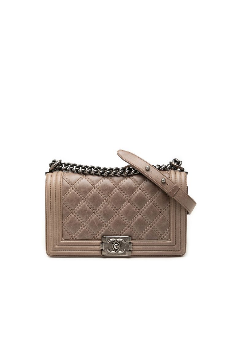 Pre-Loved Chanel Old Medium Aged Calfskin Double Stitch Boy Flap