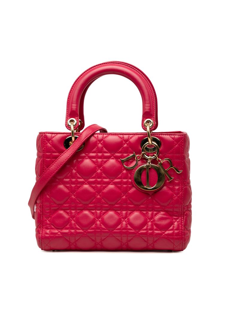 Pre-Loved Dior Medium Lambskin Cannage Lady Dior