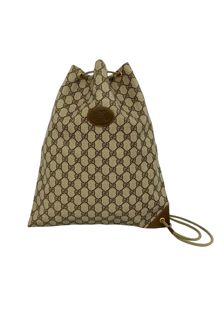 Pre-Loved Gucci Gg Supreme Drawstring Bag