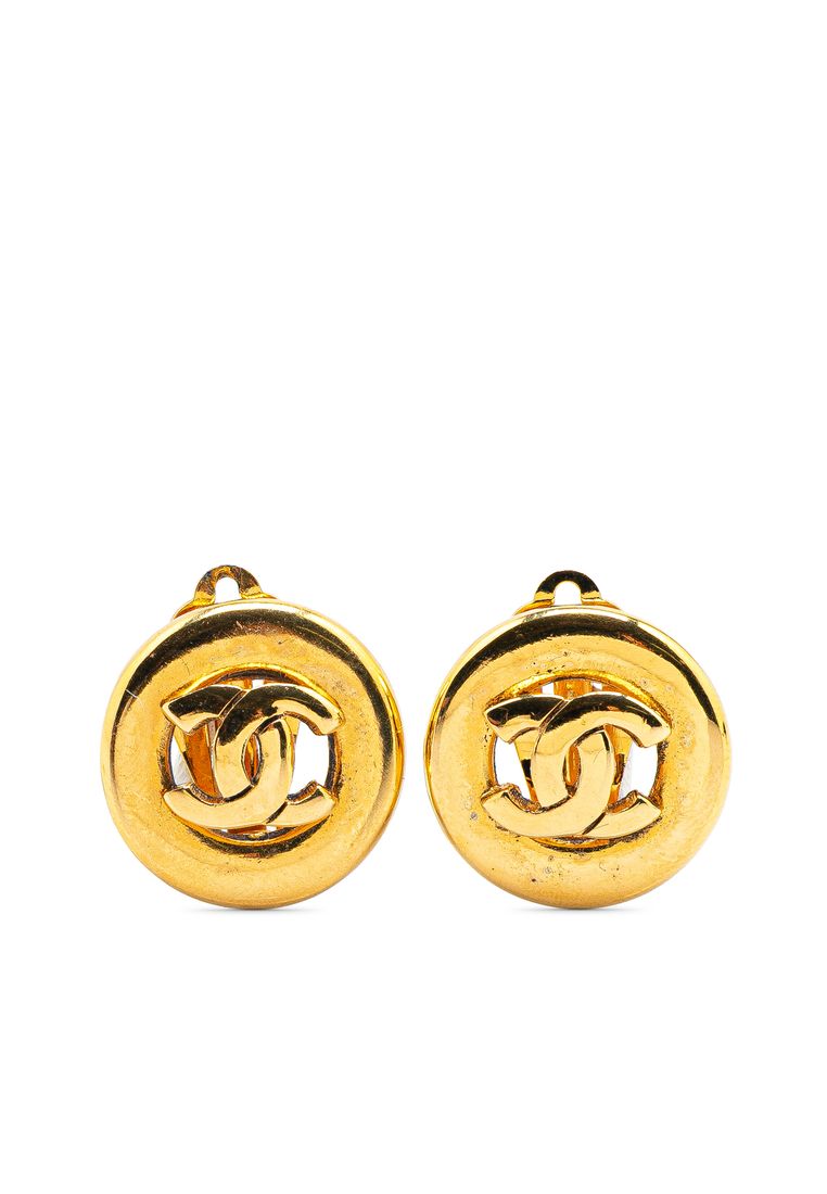 Pre-Loved Chanel Cc Gold Plated Round Clip On Earrings