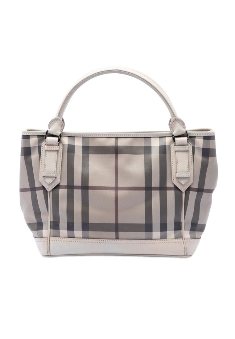 Pre-Loved Burberry Smoke Check Coated Canvas Tote