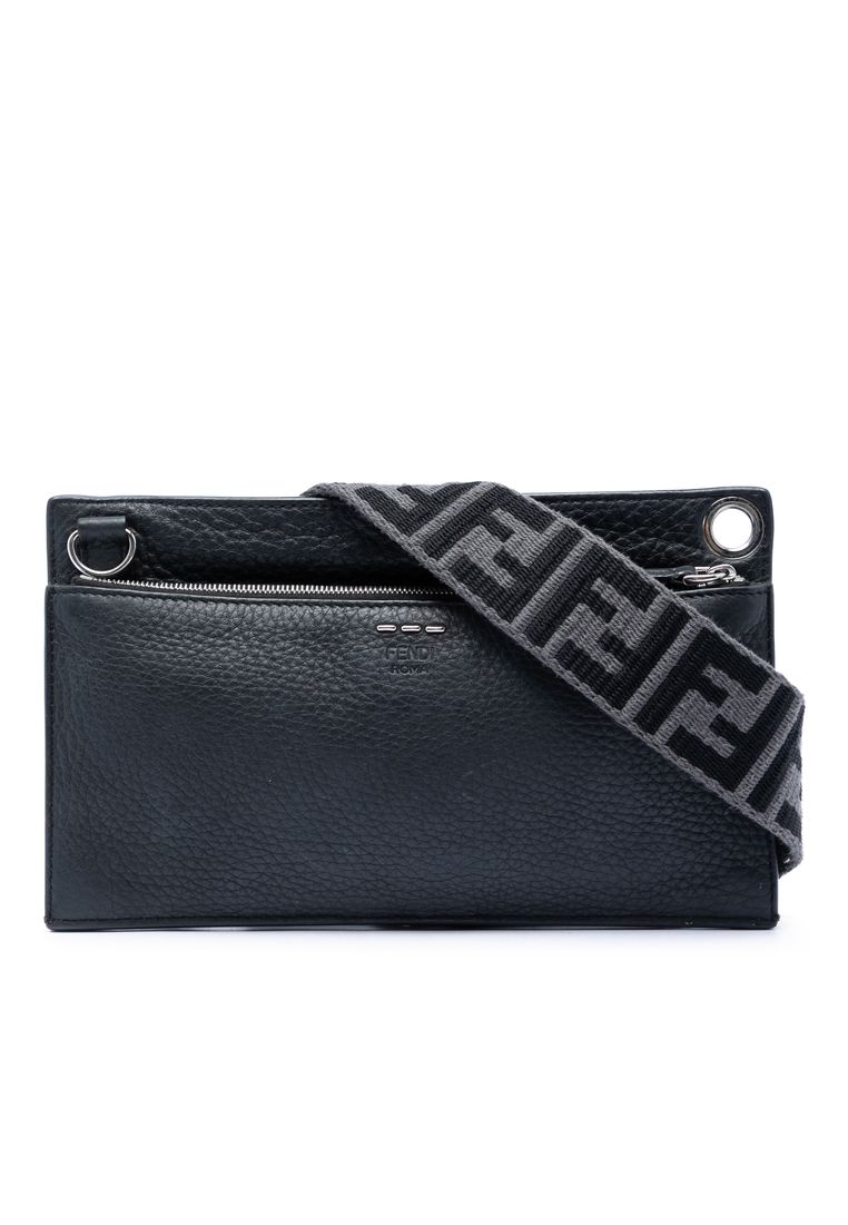 Pre-Loved Fendi Calfskin Ff 1974 Flat Pouch Crossbody