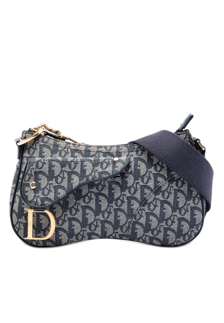 Pre-Loved Dior Diorissimo Trotter Canvas Double Saddle Crossbody