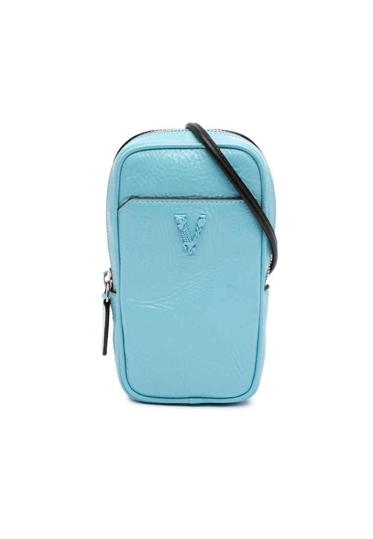 Pre-Loved Versace Textured Leather Virtus Neck Pouch Crossbody