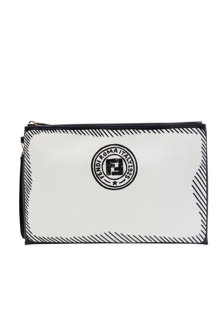 Pre-Loved Fendi Joshua Vides Leather Ff Logo Clutch