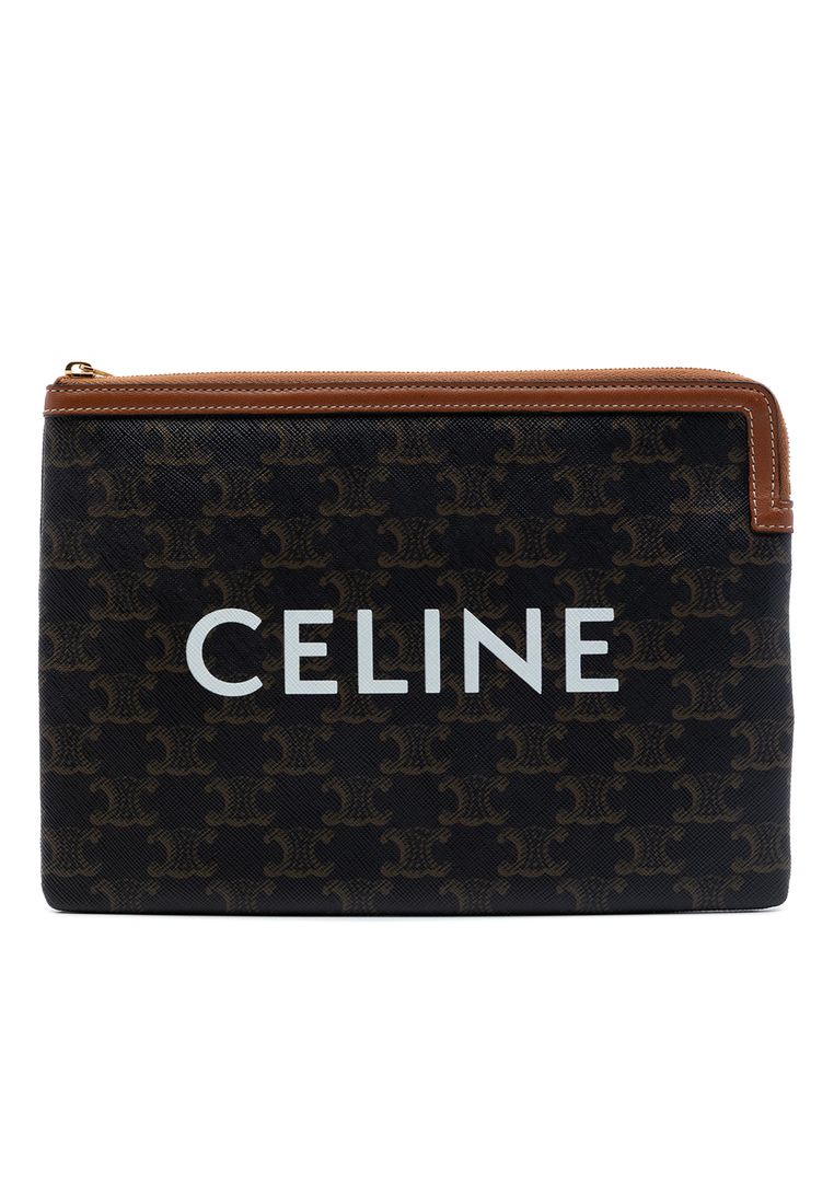 Pre-Loved Celine Small Triomphe Coated Canvas Clutch