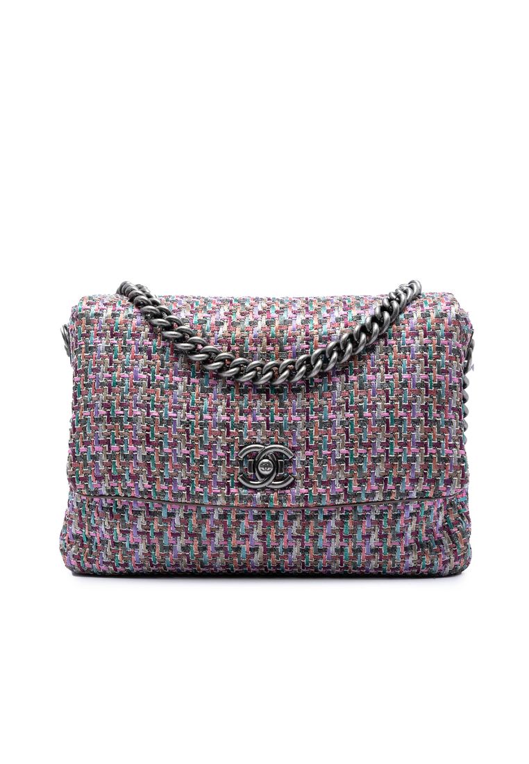 Pre-Loved Chanel Cc Multicolor Tweed Flap
