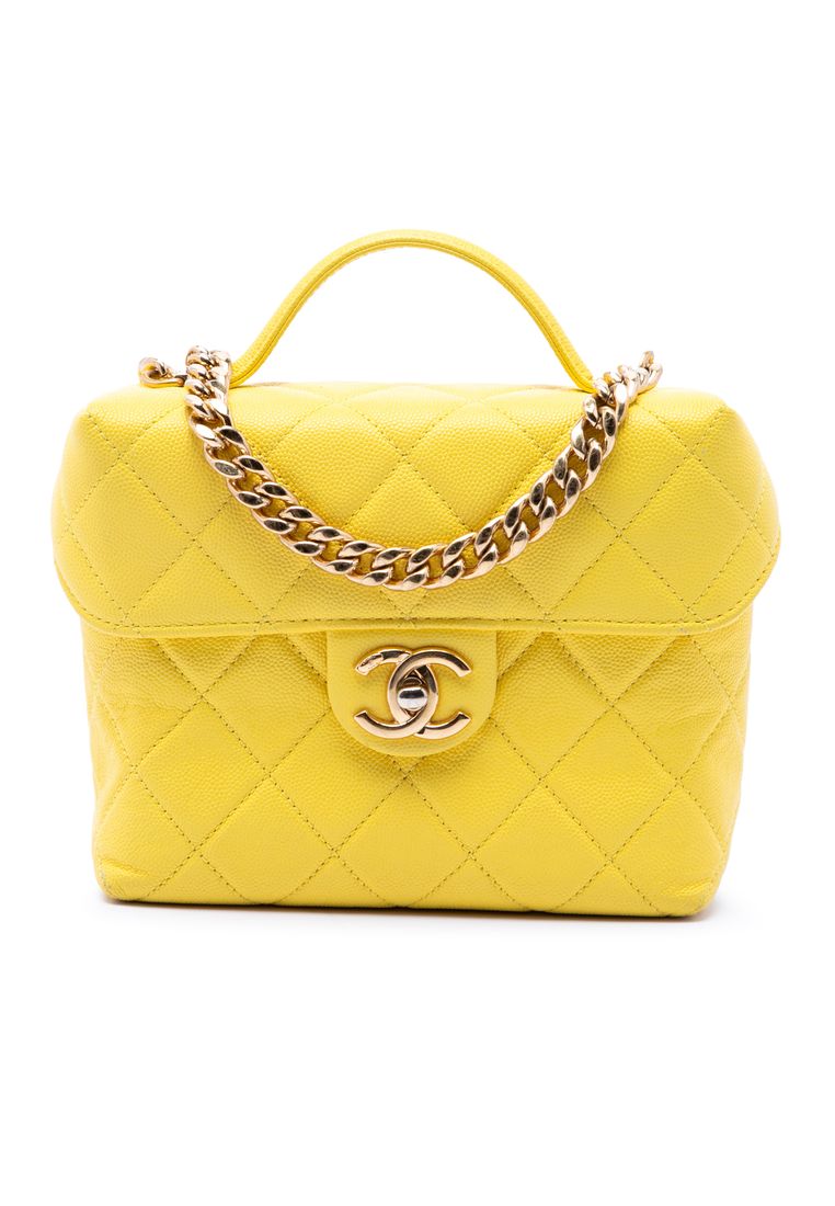 Pre-Loved Chanel Quilted Caviar Handy Box Vanity Case With Chain