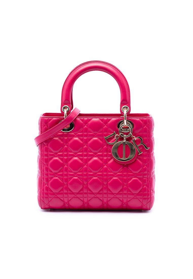 Pre-Loved Dior Medium Lambskin Cannage Lady Dior