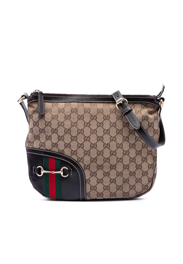 Pre-Loved Gucci Gg Canvas Horsebit Web Crossbody