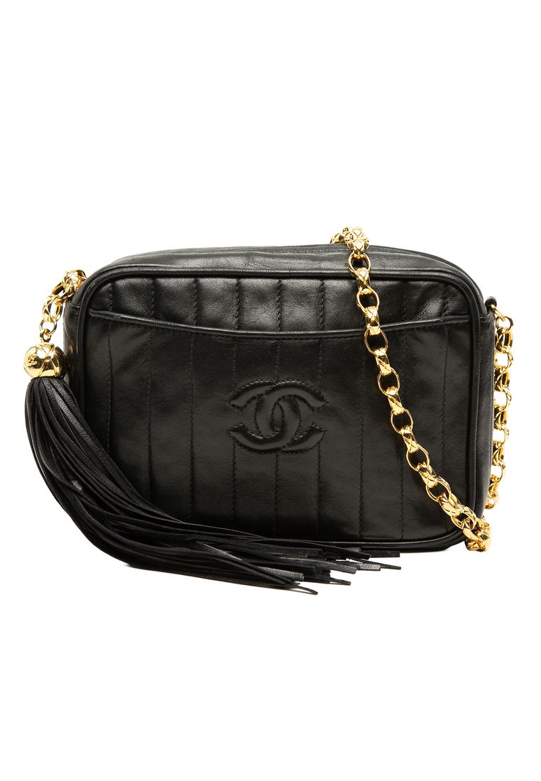 Pre-Loved Chanel Cc Vertical Quilted Lambskin Tassel Camera Bag