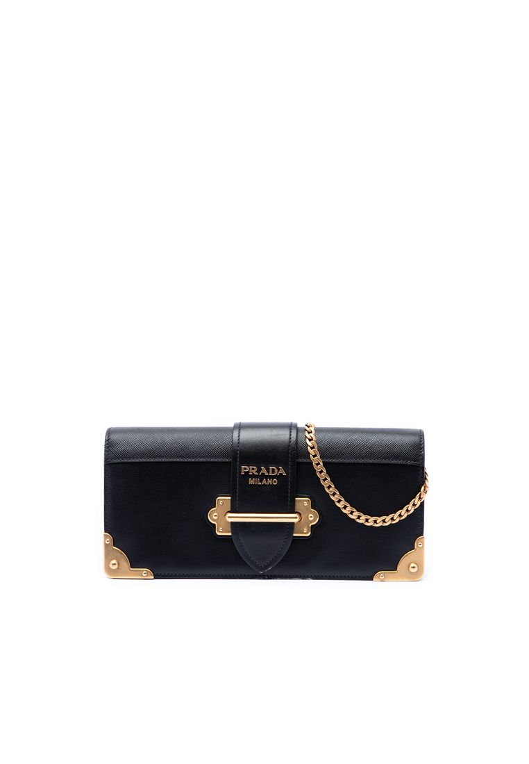 Pre-Loved Prada City Calf And Saffiano Cahier Chain Clutch